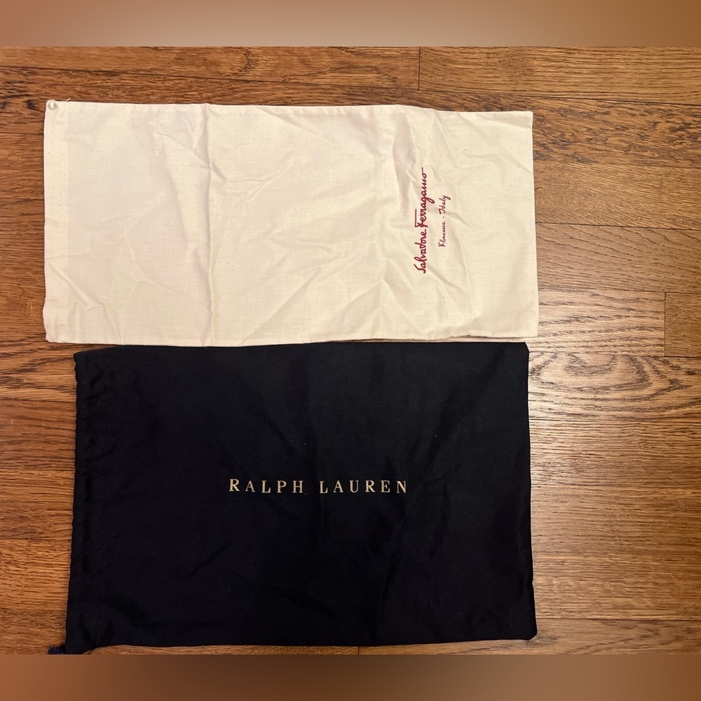 Bundle of 2 Designer Dust Bags – Ralph Lauren & Ferragamo for Shoes or Purses - Picture 2 of 7